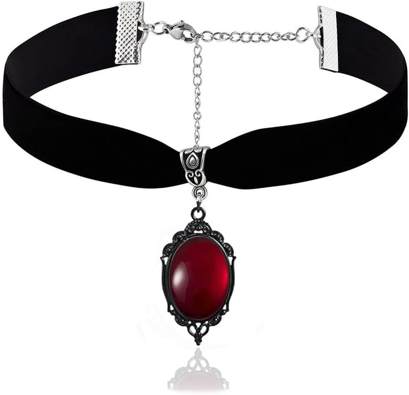 Cicod Gothic Black Velvet Goth Choker Necklace for Women,Cameo Black Choker Crow Skull Pendant Necklace Vintage Collar Skull Necklace Gothic Jewelry - Image 1
